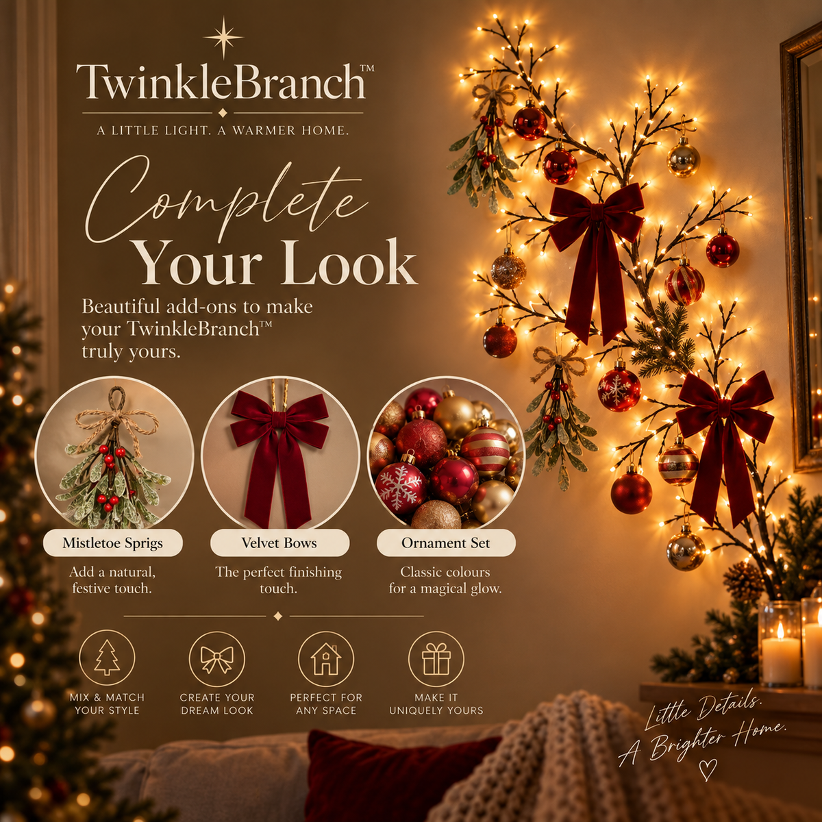 TwinkleBranch™ — Warm White Lighted Branch