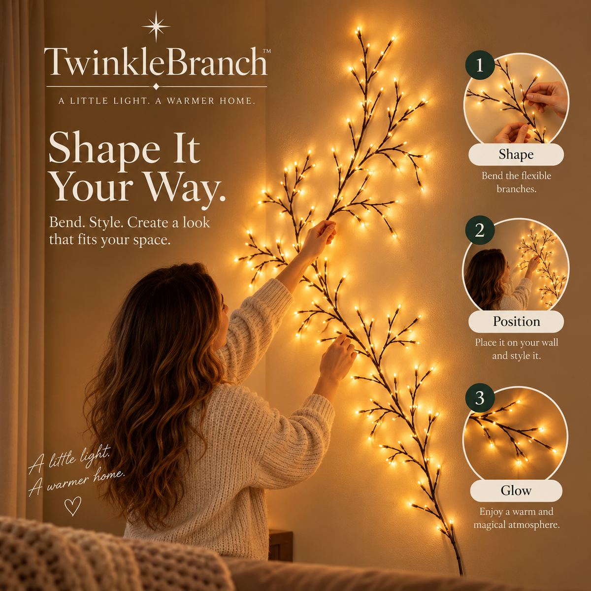 TwinkleBranch™ — Warm White Lighted Branch