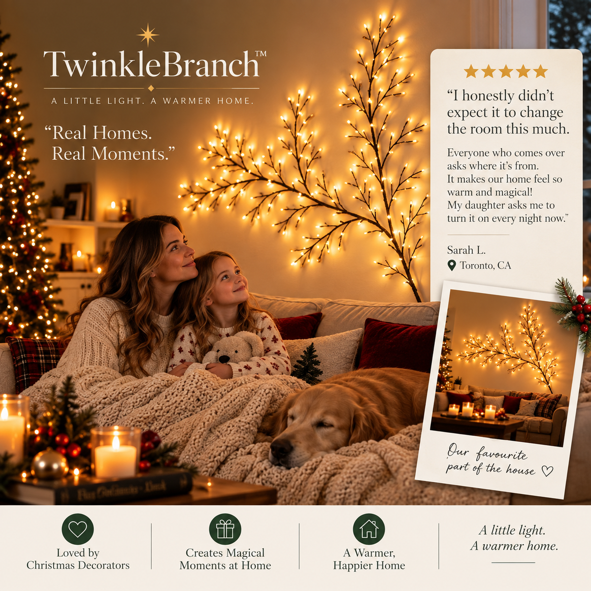 TwinkleBranch™ — Warm White Lighted Branch