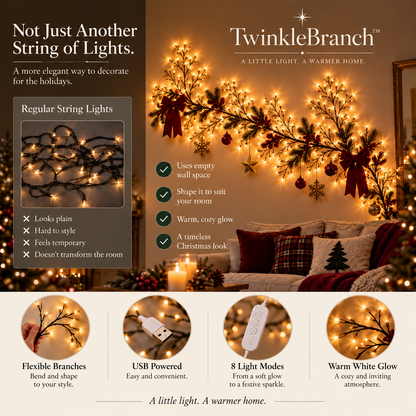 TwinkleBranch™ — Warm White Lighted Branch