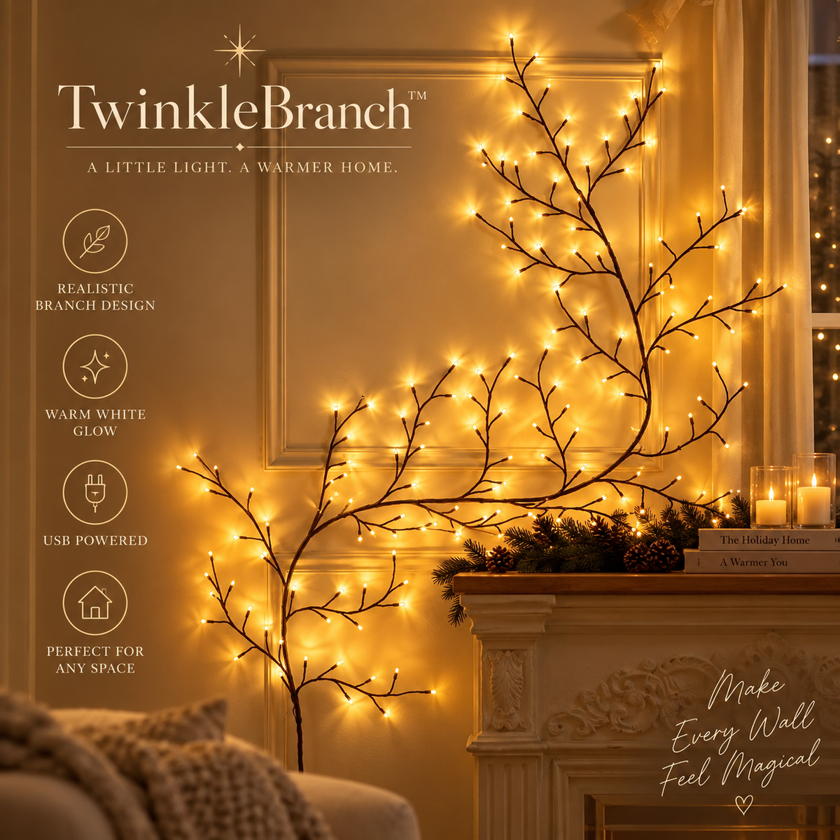 TwinkleBranch™ — Warm White Lighted Branch